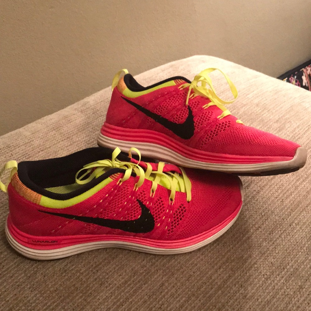 Pink Nike running shoes